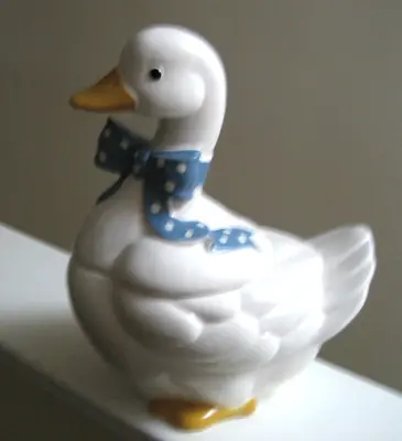 Large Adorable Duck Cookie Jar With Blue Bow - Made In Japan - Gd Used Cond • $17.99