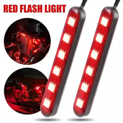 2x Motorcycle 6 LED Red Strobe Flashing Light Strip Tail Brake Light Universal • $9.43