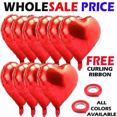 £70.99 • Buy 18 Heart Shape Solid Colour WHOLESALE Foil Helium Balloon Birthday Wedding Party