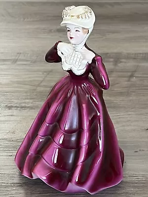 Florence Ceramics Laura Lady Figurine Victorian Burgundy Dress • $45