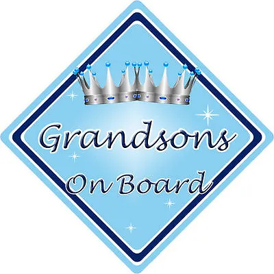 £3.99 • Buy Baby On Board Car Sign ~ Grandsons On Board ~ L.Blue