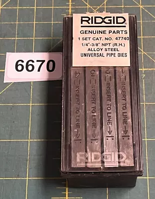 Unused Ridgid Pipe Die: Ridgid 47740 1/4-3/8 NPT Pipe Dies (6670) • $59.99