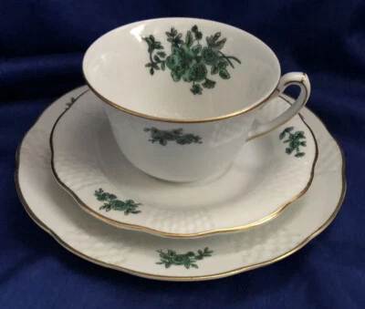 $29.95 • Buy Vista Alegre VA Portugal Green Flower Tea Coffee Cup Saucer Dessert Plate Trio