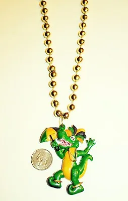 New Orleans Mardi Gras Second Line Alligator Charm Gold Bead Necklace • $7.99