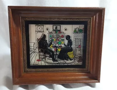 Framed Silhouette Reverse Painting Colonial Interior COZY EVENING  C&A Richards • $24.99