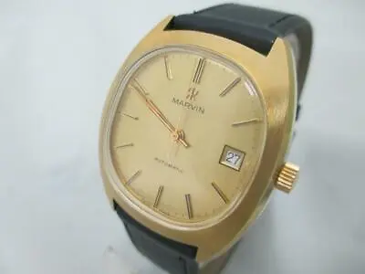 £237.60 • Buy Nos New Vintage Swiss Automatic Water Resist Date Gold Pl Men's Marvin Watch 60'