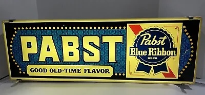 Vintage 1970s Pabst Blue Ribbon Lighted Store Sign Good Old-Time Flavor PBR 30” • $200