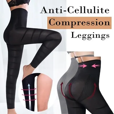 Women High Waist Compression Anti Cellulite Slimming Hoisery Leggings Leg Shaper • £12.79