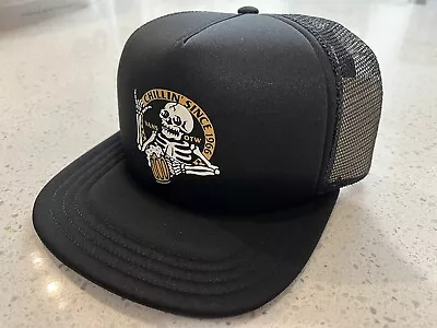 Vans OTW Chillin Since 1966 Skeleton Black Trucker Hat Flat Bill Snapback NWT • $28