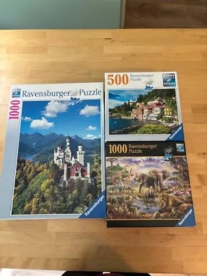 Ravensburger Puzzle Lot (2x1000 1x500) Neuschwanstein Castle In Autumn Safari  • $18