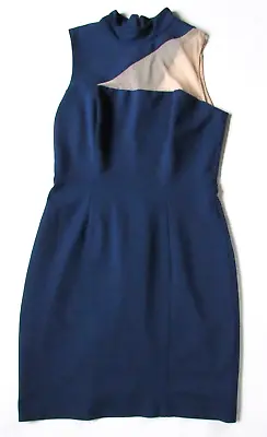 JAX Black Label Blue Sheath Dress With Mesh Cut Out Size 8 • $12.99