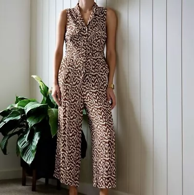 Warehouse Animal Print Jumpsuit With Pockets Size 8 EUC • $25