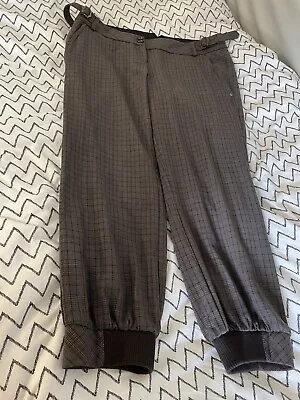 Womens Checked Dogtooth Cropped Brown Trousers Next Size 14 • £5.50