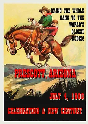 16x24 Prescott Arizona Rodeo Poster 1924  Cowboy Vintage Style Western Poster - • $20.95