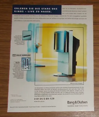 Rare Advertising B&O BANG & OLUFSEN BeoVision Avant Design TV + VCR 1997 • £4.09