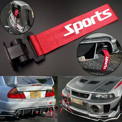 Red Universal Car Front/Rear Bumper Sports Style Tow Hook Strap Decorative Rope • $8.99