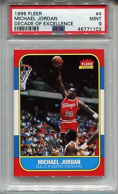 '96 Decade Michael Jordan 1986 Fleer Basketball Rookie Card Replicate PSA MINT 9 • $89.99