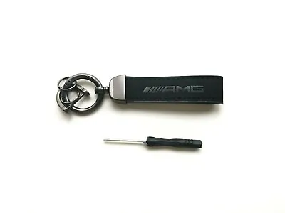 Black Leather Classic Mercedes Benz AMG Car Key Ring Chain Gift Keyring Buckle • $18.95