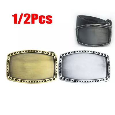 1/2pcs Mens Alloy Belt Buckle Cowboy Rectangle Blank Belt Buckles For 4cm Belt • $9.85