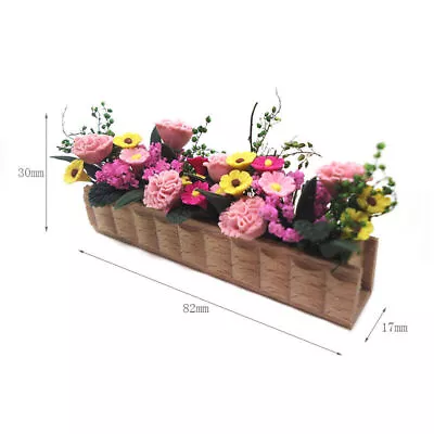 1/12 Scale Dollhouse Miniature Pot Flowers Flowerpot Wooden Garden Accessories • $9.59