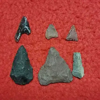 Arrowhead 6 Pcs Multicolor Gunma Japanese Arrow Parts Yajiri Stone Age Antique • $164.37