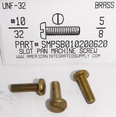 #10-32x5/8 Pan Head Slotted Machine Screws Solid Brass (12) • $10.95