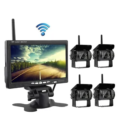 7in Quad Monitor DVR 4CH HD Rear Side View Camera For RV Truck Caravan Trailer • $159.80