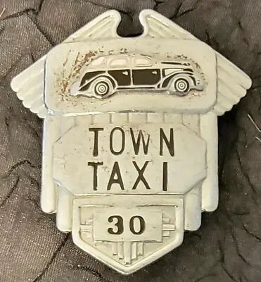 $48 • Buy Very Rare 1940'S ** TOWN TAXI 30 Winged HAT BADGE **  Vintage Cab Car