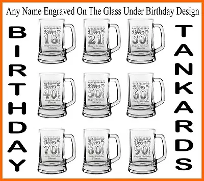 Personalised Birthday Design Pint Glass Tankard 18 21 30 40 50 60 70 80 90 • £10.99