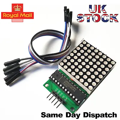 £4.99 • Buy MAX7219 RED DOT Matrix 8X8 Display Module With Cables For Raspberry Pi Arduino