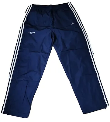 NWT Adidas Warmup Mens XL Training Pants Blue Indigo 3 Striped White Climaproof • $22