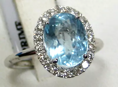 Aquamarine Ring 14K White Gold Fine Untreated Natural Made In USA 20yrs On EBay • $1293.60