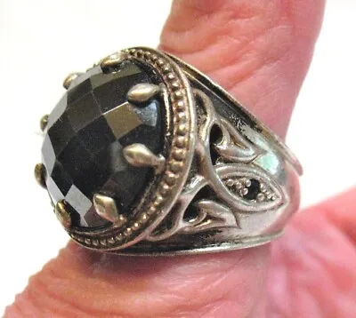 Mens Sterling Silver Onyx Chunky Ring Band Size 9.75   17.3 Grams • $150