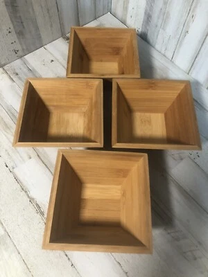 $14.99 • Buy Set Of 4 Midori Way 6  Bamboo Wooden Salad Bowls
