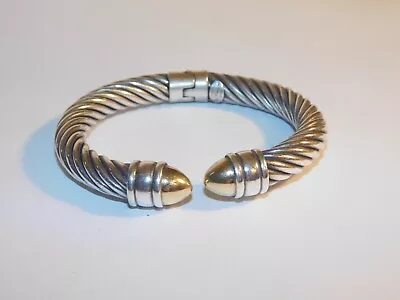 Nice Chunky Fili Menegatti Sterling Silver & Gold 9mm Cable Bracelet • $250