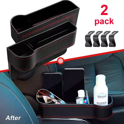 $14.99 • Buy 2 X Car Seat Gap Catcher Filler Storage Box Pocket Organizer Holder PU Leather