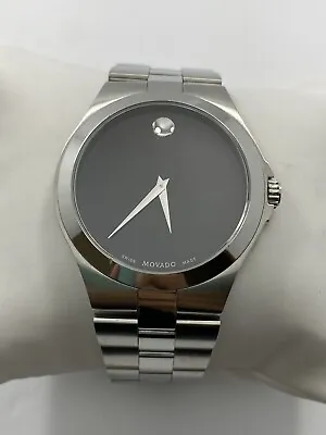 Movado Serio SWISS Quartz Black Dial Stainless Steel Men's Watch 0606555 • $199.95