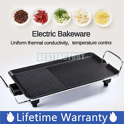 £22.23 • Buy Large Size Electric Teppanyaki Table Top Grill Griddle BBQ Hot Plate Barbecue