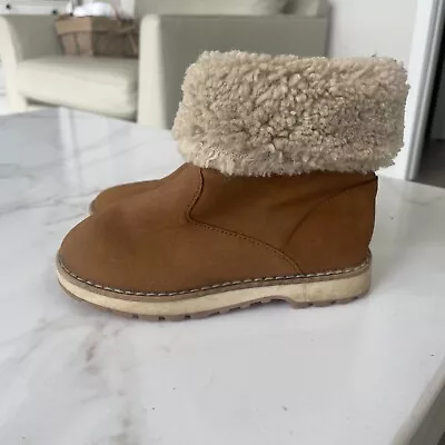 Zara Ugg Fur Boots Camel Brown Size 26 Toddler Kids Fashion Cozy Trendy Style • $18