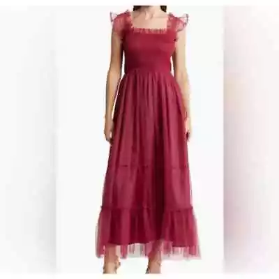 Melloday Women's Magenta Smocked Tiered Sleeveless Chiffon Maxi Dress S NWOT • $31.99
