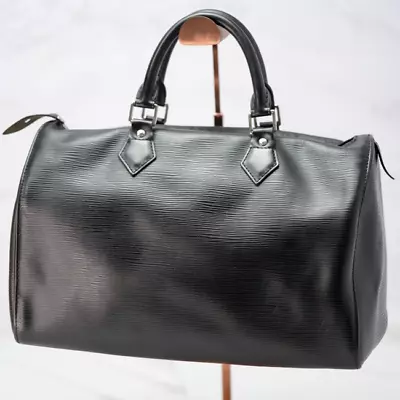 Louis Vuitton Epi Speedy 35 Black Noir Traveling Gym Bag Handbag M42992 Rank AB • $490