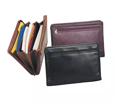 New Cognac Document Business Office File ZIP-AROUND UNDER ARM FOLIO Bellino • $49.99