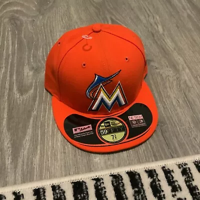 New Era 59FIFTY Miami Marlins Orange Hat Men’s Size: 7 3/8 Fitted • $24