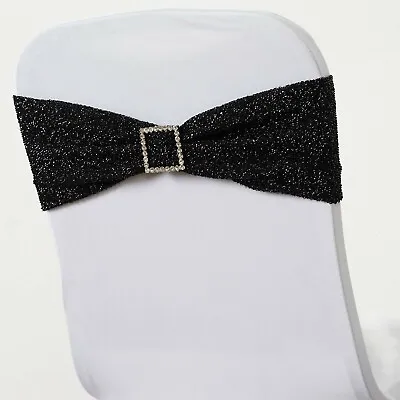 Metallic Spandex CHAIR SASHES Bows Ties Wedding Reception Decorations Dinner • $18.07