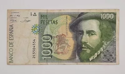 1992 / Banco De España Spain - 1000 Pesetas Banknote Serial No. 2C 5504554 • £1