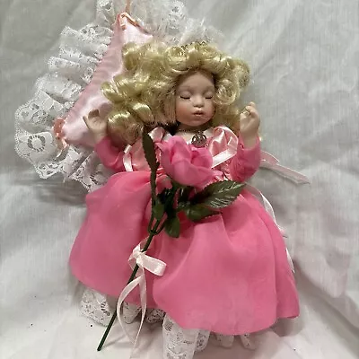 Marie Osmond Disney Porcelain Sleeping Beauty Doll Rose & Pillow • $29.95