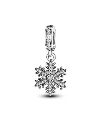 Genuine Sterling Silver 925  Snowflake Star Snow Charm • £12.99