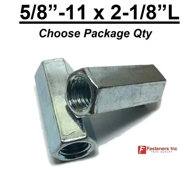 5/8 -11 X W13/16  X L 2-1/8  Coarse Grade A Hex Threaded Rod Coupling Nut Zinc • $7.55