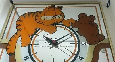 Garfield Pookie Mirror Wall Clock Vintage Size 12.9 × 12.9 1978 Rare From Jp • $306.99