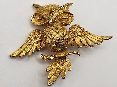 Lind Gal LG Gold Tone Owl Brooch Pin Vintage Figural Estate Jewelry Signed • $13.38
